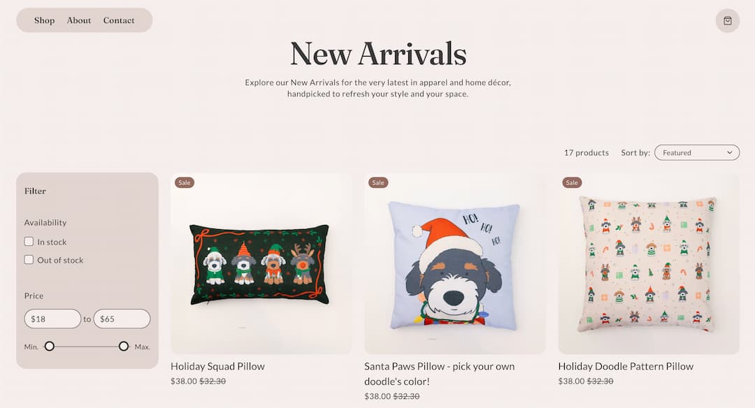 Berned collection page design preview