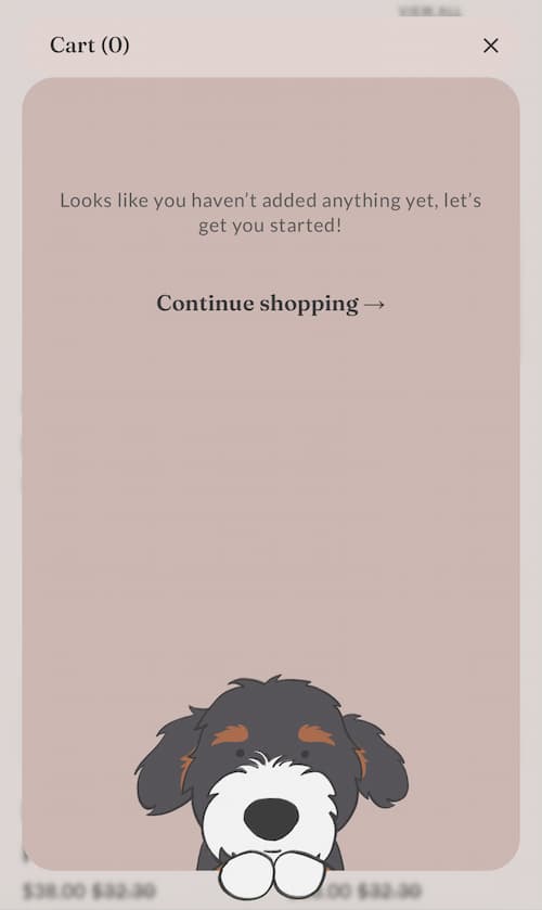 Berned mobile empty cart screen design preview